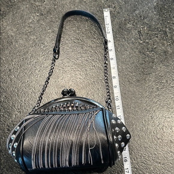 Black Studded Chain Fringe Bag